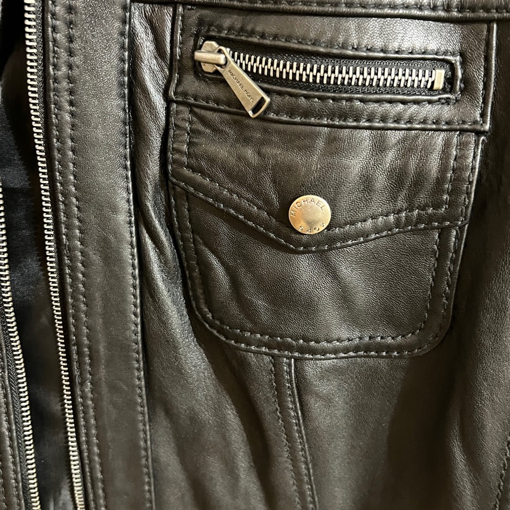 Michael Kors genuine leather moto jacket - Picture 3 of 8